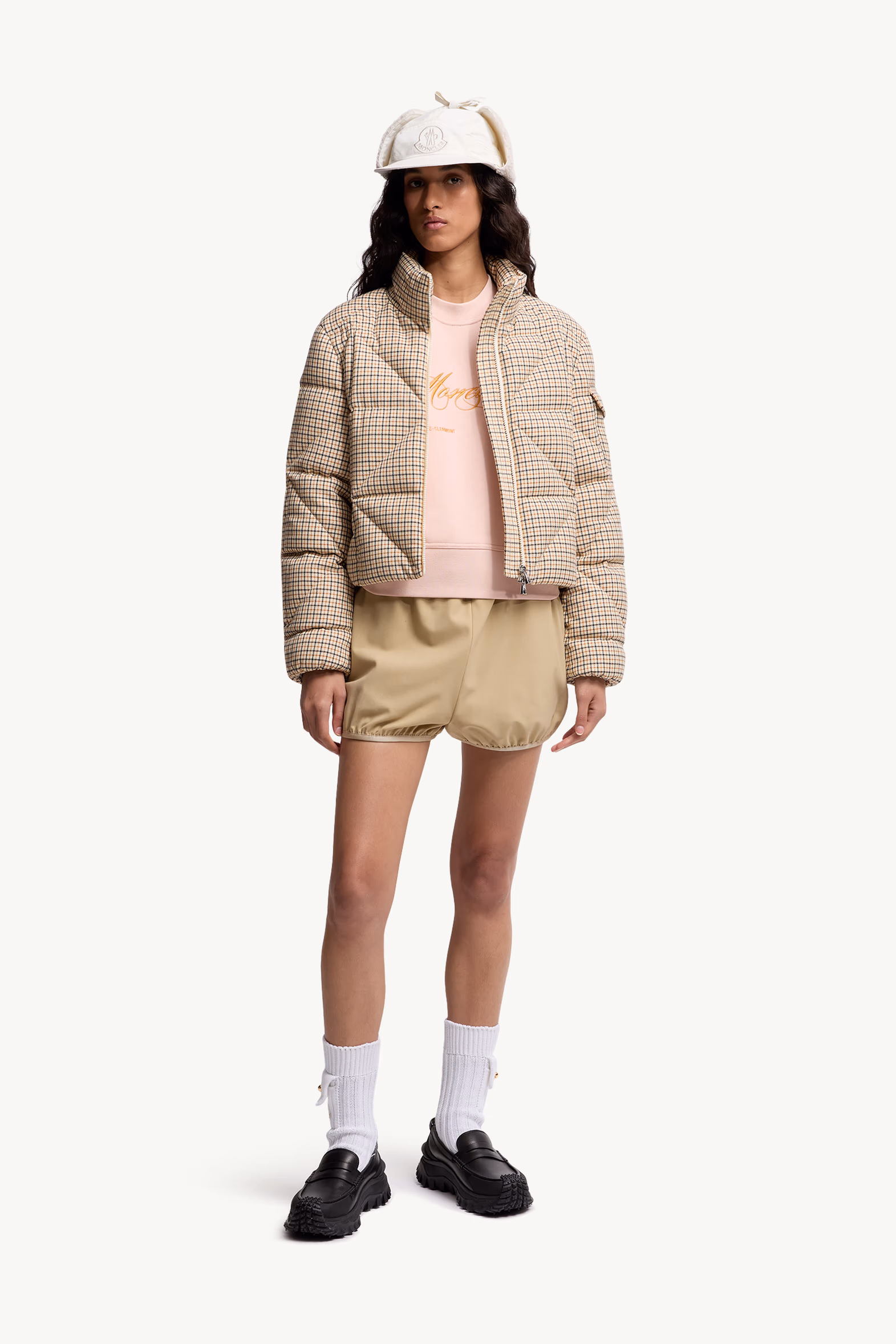 Embroidered Cotton Sweatshirt Women Light Pink Moncler 0